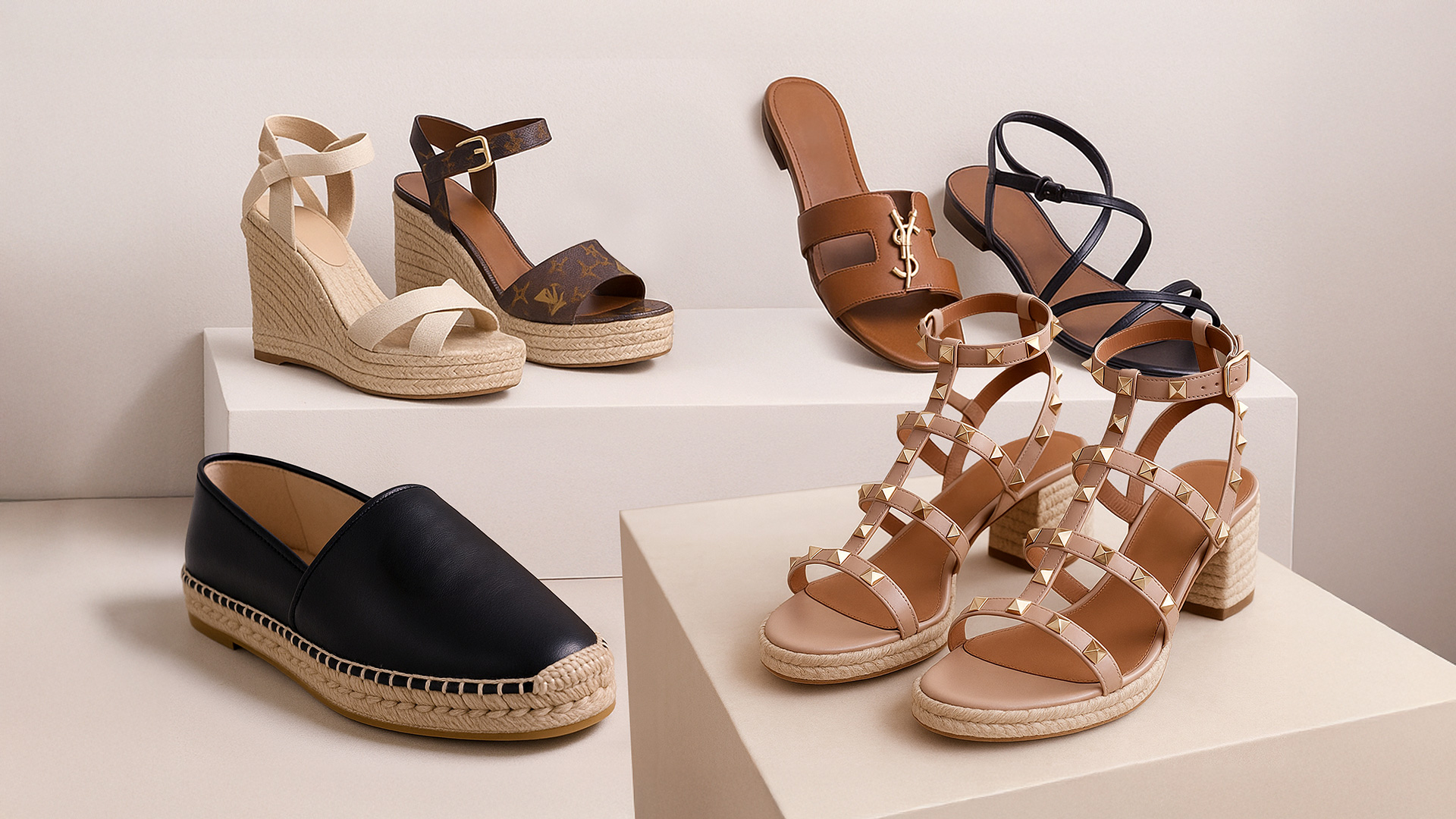 Sunlit Stride: Luxury sandals and espadrilles crafted for comfort and sun-soaked adventures